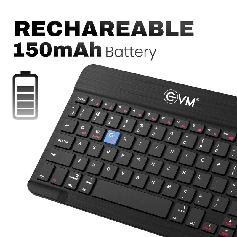 EVM EnEdge 9.7 inch Wireless Rechargeable Keyboard - Bluetooth 5.0 with Type-C Interface, Ultra-Slim & Lightweight, Compatible with Tablets, Smartphones WLKM - Image 3