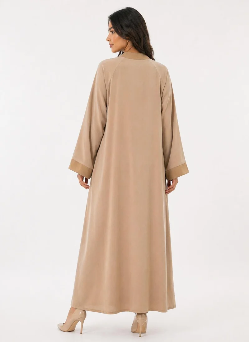 MSquare Fashion  Minimalist Scalloped Trim & Open Front with Headscarf for Women | Best Price UAE