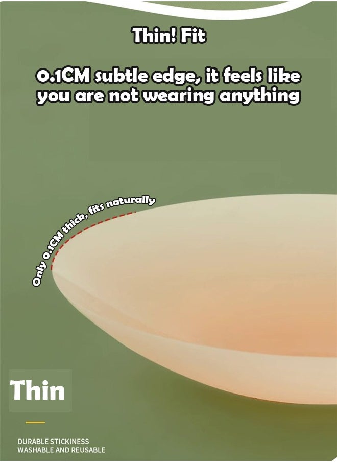 ZCM-HAPPY Set of 2 Pairs Anti-Exposure Self-Adhesive Nipple Stickers With Glue - Ultra Thin and Invisible Chest Stickers  - Image 2