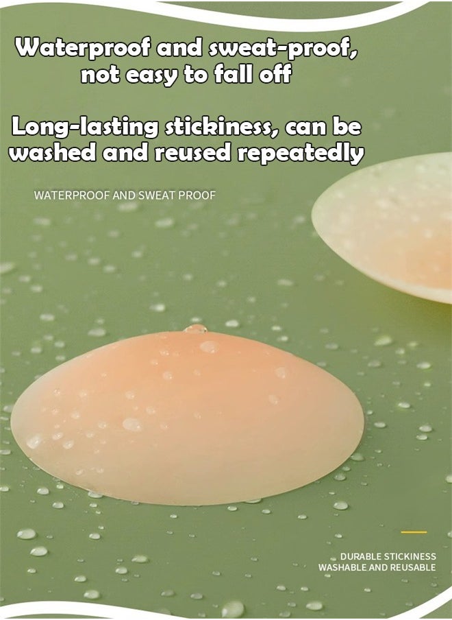 ZCM-HAPPY Set of 2 Pairs Anti-Exposure Self-Adhesive Nipple Stickers With Glue - Ultra Thin and Invisible Chest Stickers  - Image 3
