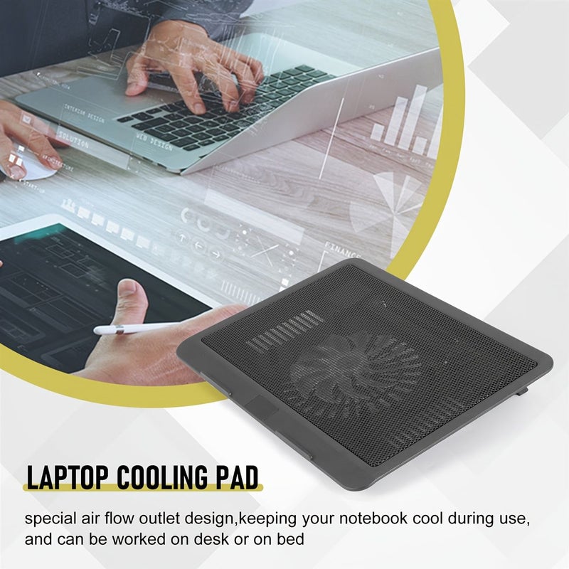 Black Mute Laptop Cooling Pad With Big Fans And USB Port - Image 1
