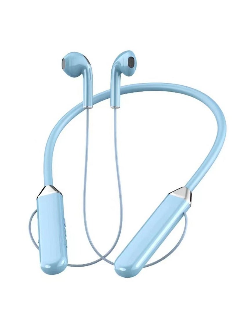 Generic Bluetooth Neck Sports Wireless Headphones Dual Half In-Ear Universal Ultra Long Standby Blue  - Image 1