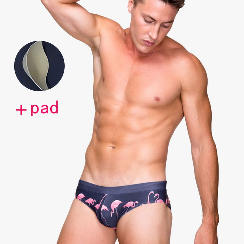 UXH and trend Flamingo printing with Cup stereo triangle swimming trunks foreign trade beach bikini swimming trunks - Image 1