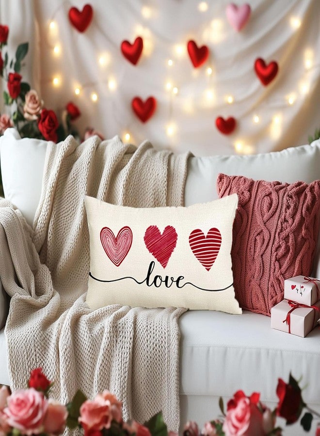 RABUSOFA Valentines Day Decor Pillow Covers 12x20 inch Red Heart Throw Pillows Coves for Home Decorations,Valentine's Lumbar Cushion Covers for Sofa Couch Pink - Image 4
