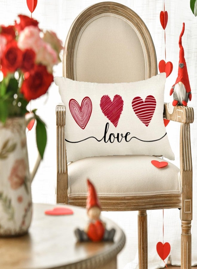 RABUSOFA Valentines Day Decor Pillow Covers 12x20 inch Red Heart Throw Pillows Coves for Home Decorations,Valentine's Lumbar Cushion Covers for Sofa Couch Pink - Image 3