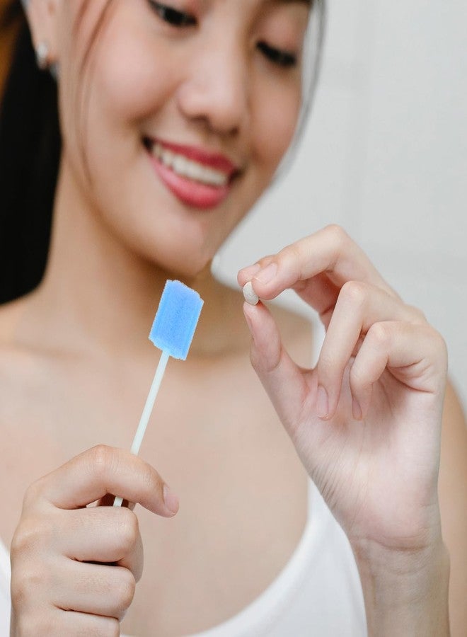 Healifty 50 Pcs Oral Care Swabs, Unflavored& Sterile Mouth Swabs Sponge for Mouth Cleaning (Blue& Pink) - Image 3