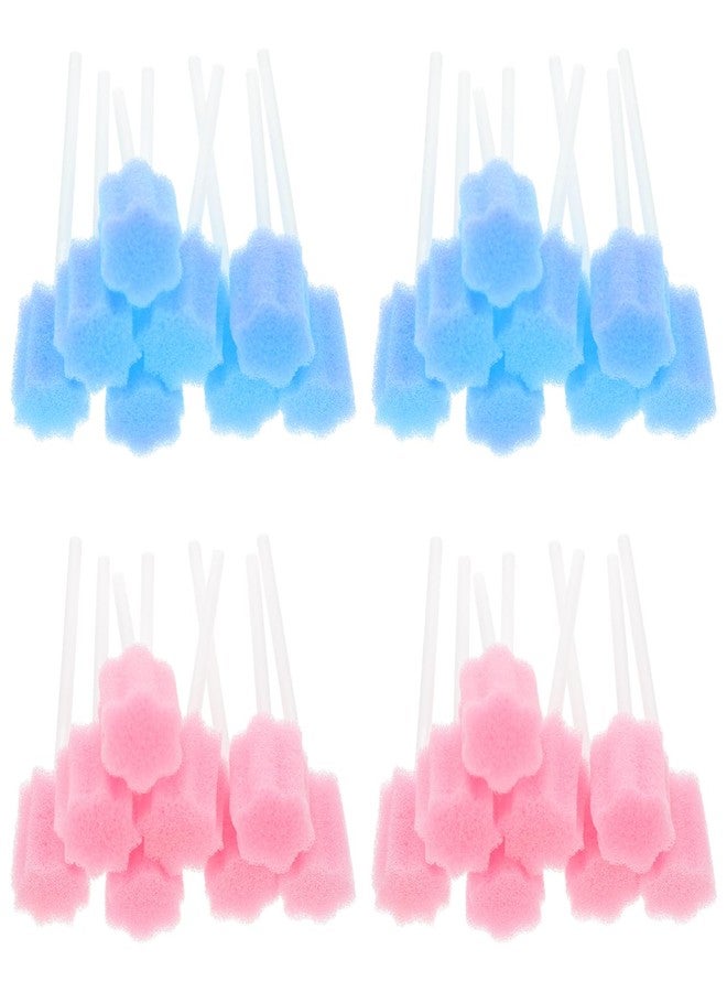 Healifty 50 Pcs Oral Care Swabs, Unflavored& Sterile Mouth Swabs Sponge for Mouth Cleaning (Blue& Pink) - Image 1