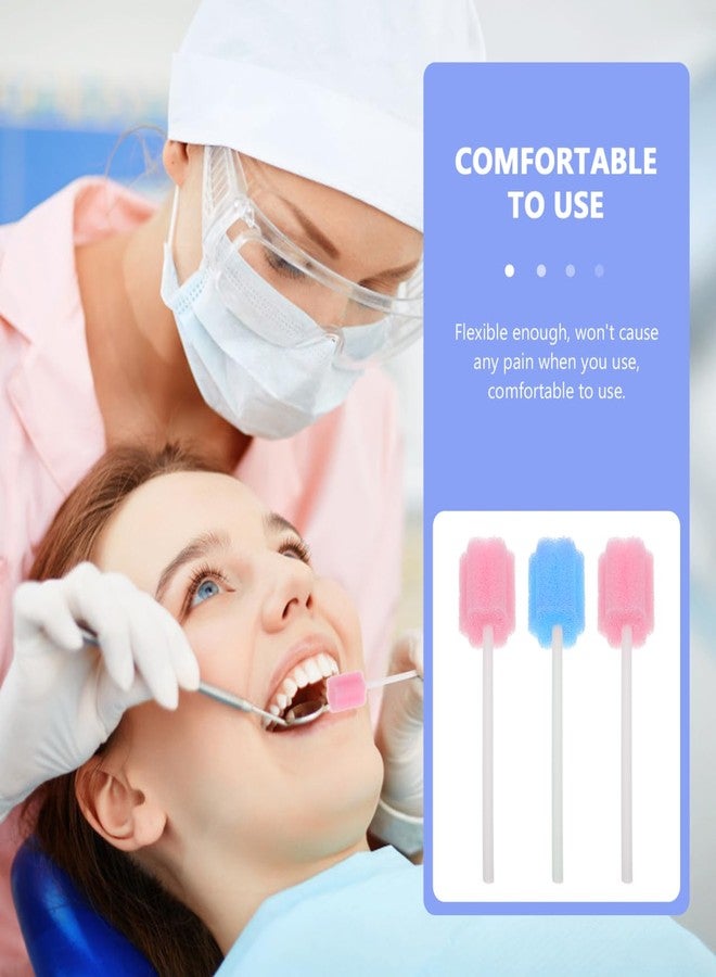 Healifty 50 Pcs Oral Care Swabs, Unflavored& Sterile Mouth Swabs Sponge for Mouth Cleaning (Blue& Pink) - Image 5