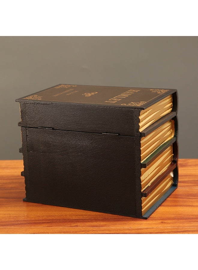 European Vintage Faux Book Wooden Storage Box – Flip-Top Decorative Desk Organizer, Hidden Storage Book Design for Home Decor - Image 4