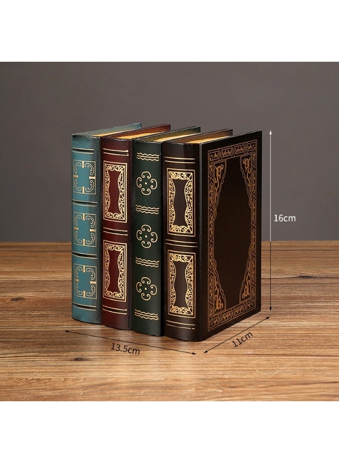 European Vintage Faux Book Wooden Storage Box – Flip-Top Decorative Desk Organizer, Hidden Storage Book Design for Home Decor - Image 2