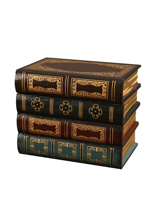 European Vintage Faux Book Wooden Storage Box – Flip-Top Decorative Desk Organizer, Hidden Storage Book Design for Home Decor - Image 3