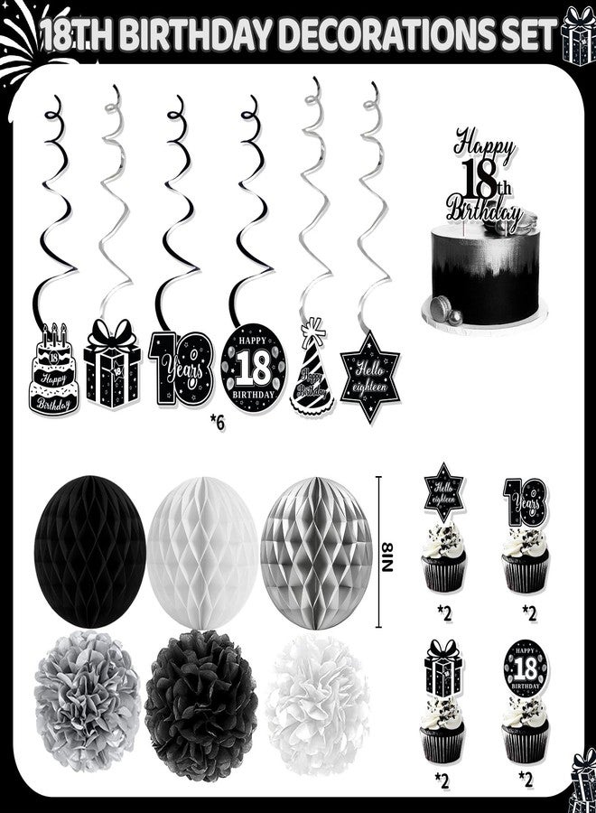 REDWORD 18th Birthday Decorations for Boys Girls, Black 18th Birthday Supplies Include Time To Adult Banner Happy 18th Birthdays Backdrop Cake Topper for 18 Year Old Birthday Decor - Image 3