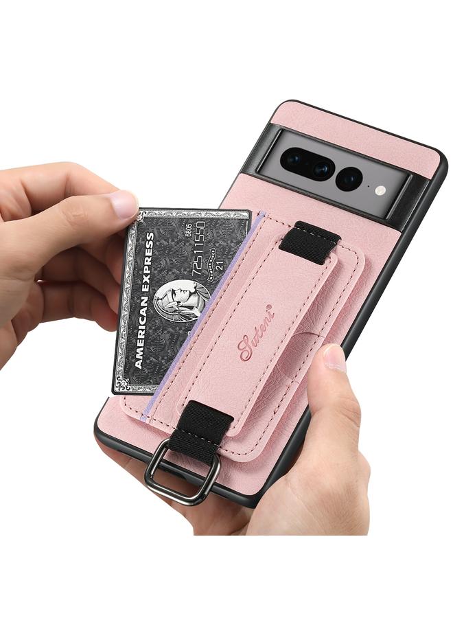 Suteni Case For Google Pixel 6 H13 Litchi Leather Wrist Strap Wallet Back Phone Case - Image 3