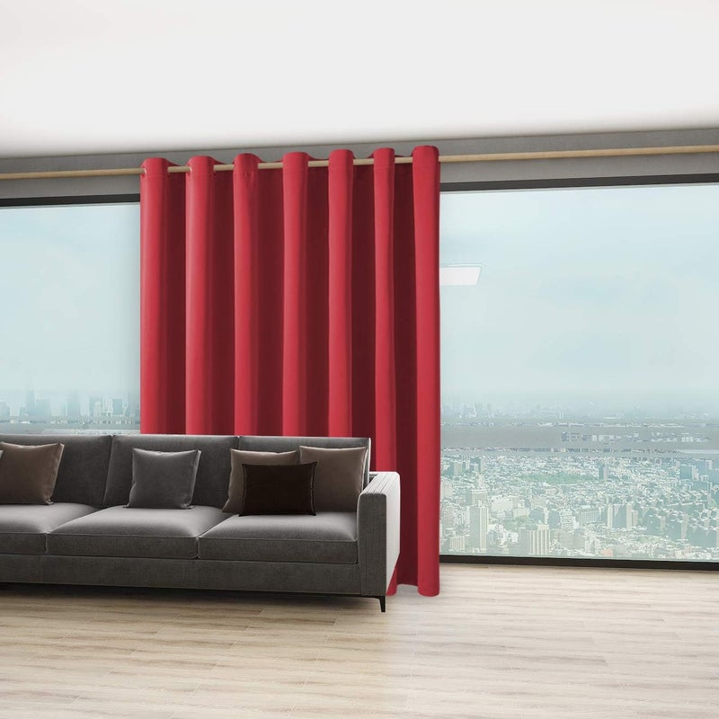 BONZER Extra Wide Room Divider Blackout Curtain Total Privacy Wall Room Darkening Grommet Curtains for Apartment, Studio, 96L x 150W Inch (8L x 12.5W ft), 1 Panel, Red - Image 5