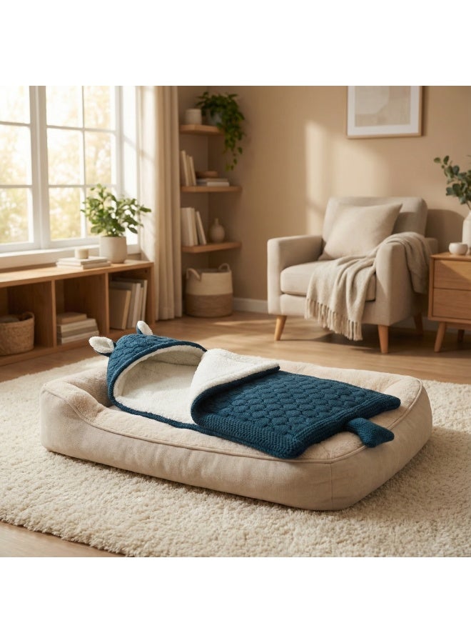 Bluejw European And American Knitted Button Fleece lined Warm Mini Ears Small Tail Stroller Sleeping Bag - Image 2