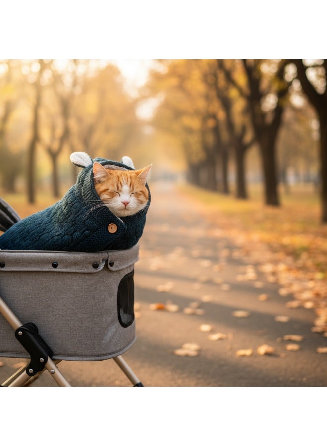 Bluejw European And American Knitted Button Fleece lined Warm Mini Ears Small Tail Stroller Sleeping Bag - Image 3