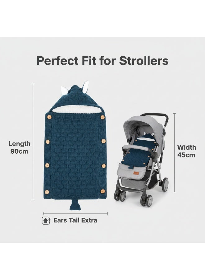 Bluejw European And American Knitted Button Fleece lined Warm Mini Ears Small Tail Stroller Sleeping Bag - Image 4
