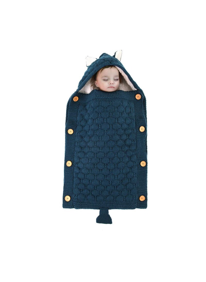 Bluejw European And American Knitted Button Fleece lined Warm Mini Ears Small Tail Stroller Sleeping Bag  - Image 4