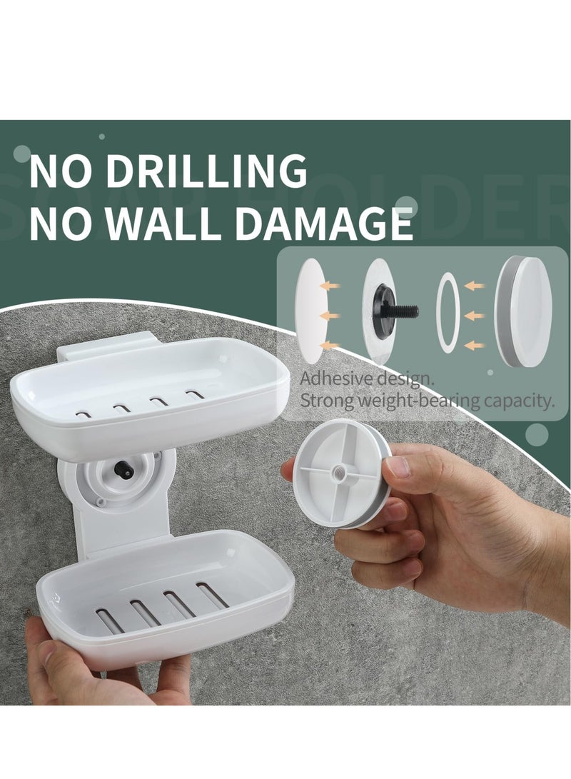 KASTWAVE Double Layer Soap Holder, Removable Soap Caddy, NO-Drilling, Self Draining, Suitable for Shower, Bathroom, Tub and Kitchen Sink - Image 3