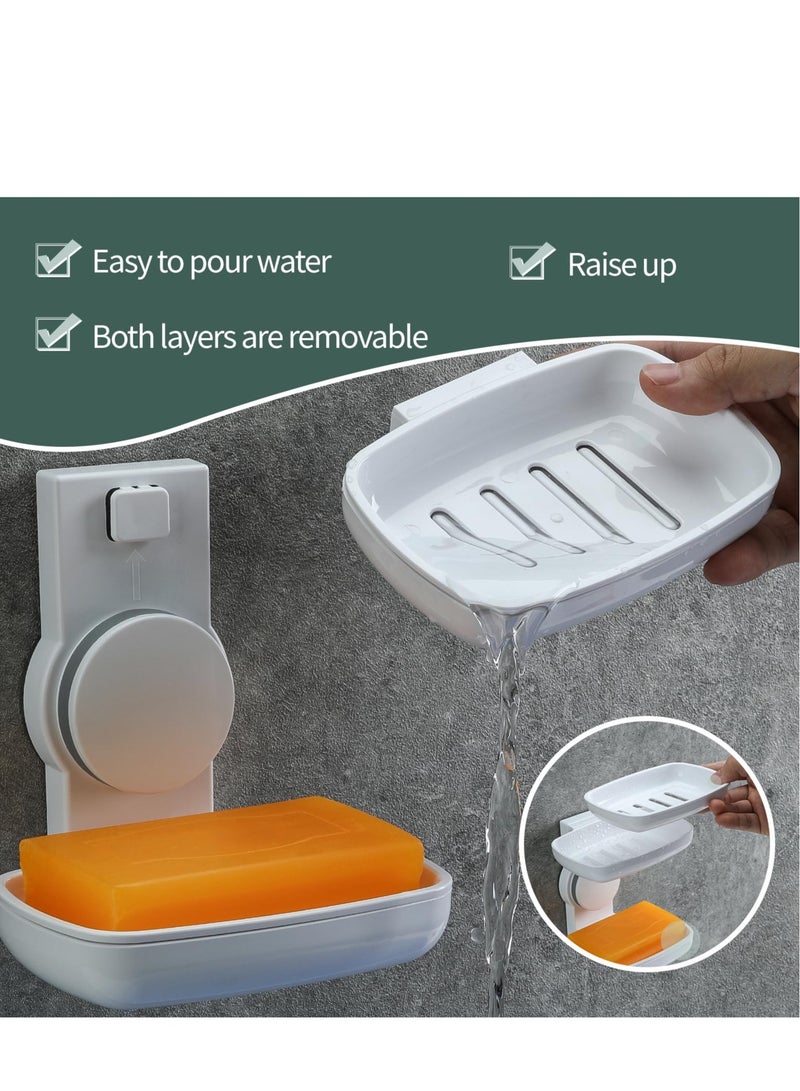 KASTWAVE Double Layer Soap Holder, Removable Soap Caddy, NO-Drilling, Self Draining, Suitable for Shower, Bathroom, Tub and Kitchen Sink - Image 2