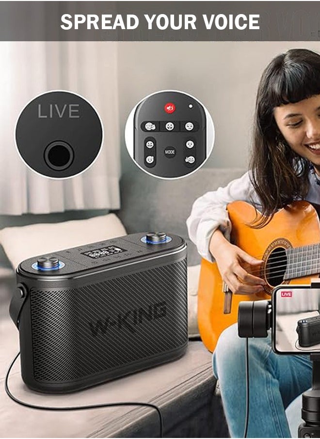 W-KING - Bluetooth Speaker with Microphone 80W, W-KING 3-Way Music Box, Bluetooth Box, Large Bass Boost/Remote Control, Karaoke Speaker with USB Port, Outdoor Party Boxes for Recording/Guitar, Black - Image 1