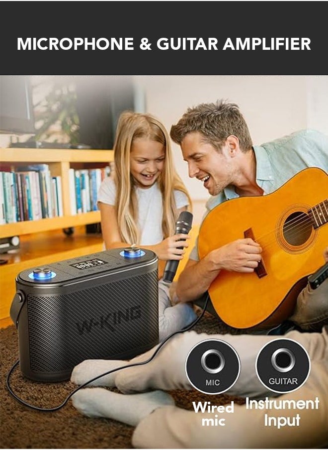 W-KING - Bluetooth Speaker with Microphone 80W, W-KING 3-Way Music Box, Bluetooth Box, Large Bass Boost/Remote Control, Karaoke Speaker with USB Port, Outdoor Party Boxes for Recording/Guitar, Black - Image 1
