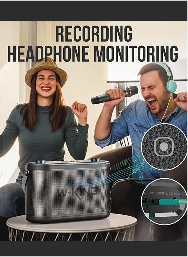 W-KING - Bluetooth Speaker with Microphone 80W, W-KING 3-Way Music Box, Bluetooth Box, Large Bass Boost/Remote Control, Karaoke Speaker with USB Port, Outdoor Party Boxes for Recording/Guitar, Black - Image 1