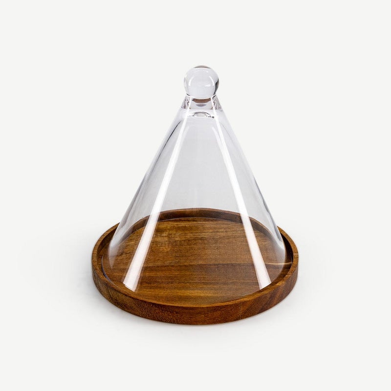 OC HOME Kolson Cake Dome - Clear with Wooden Base