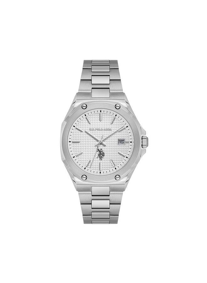 U.S. Polo Assn. Novelties White Dial Silver Stainless Steel Bracelet Analog Watch for Women 36mm - Image 1