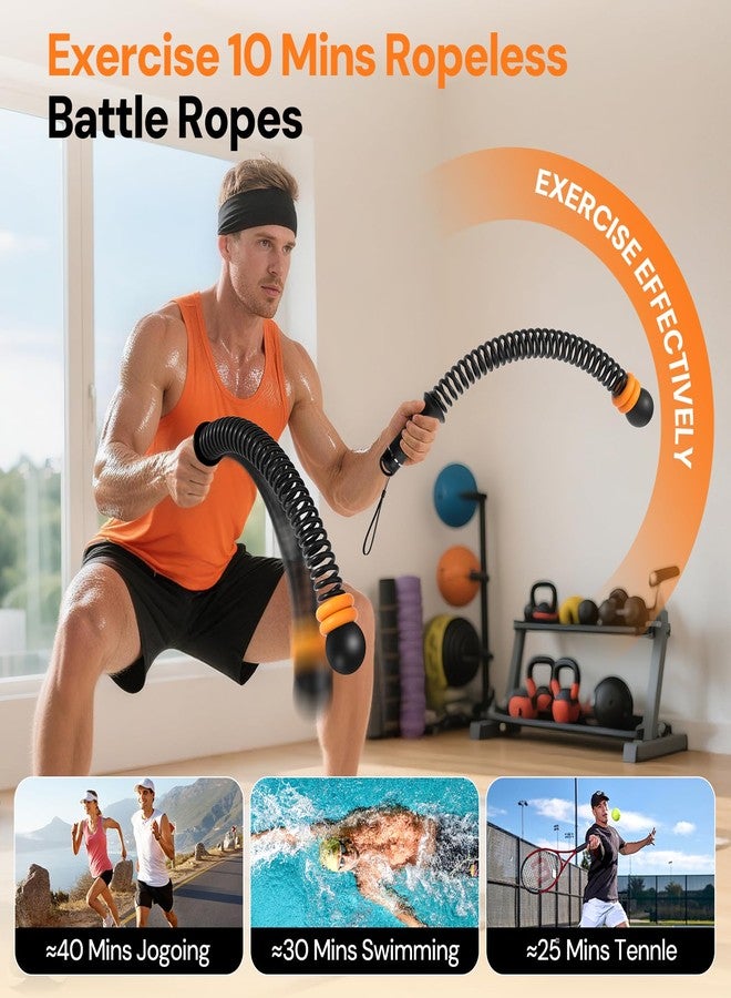 KETIEE Weighted Ropeless Battle Ropes: Cordless Battle Ropes with Adjustable Resistance Springs for Home Gym, Portable Workout Equipment for Strength Building, HIIT and Low-Impact Aerobic Training - Image 3