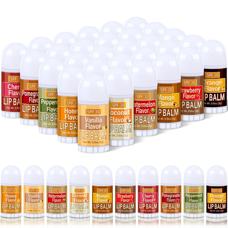 Dimsile 30 Pcs Mini Lip Balms Gift Bulk Christmas Stocking Stuffers Lip Balms Sticks Spf 30 with Sunscreen Employee Appreciation Gifts for Staff Teacher Wedding Baby Shower Party Favor - Image 1