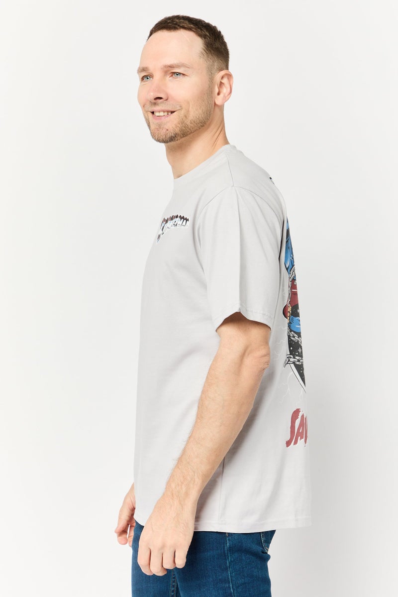 DC Men Superman Crew Neck Short Sleeves T-Shirt, Light Grey - Image 3