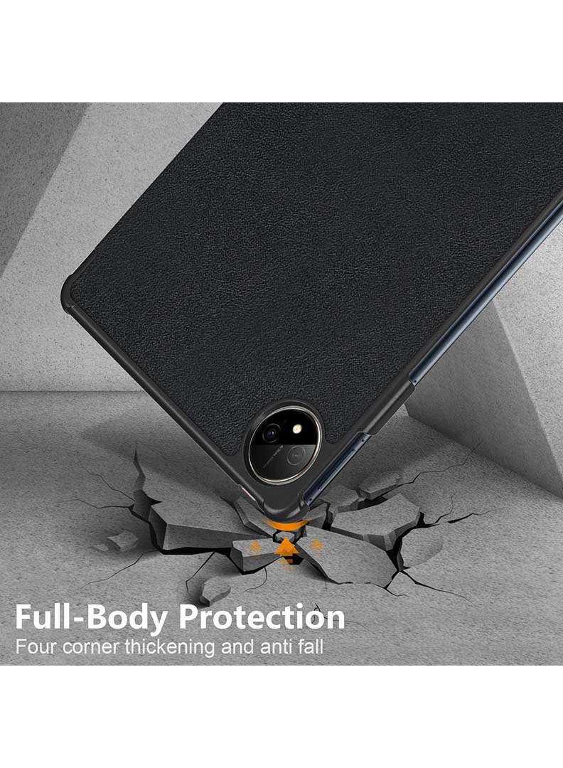 Protective Flip Case For Huawei MatePad Pro 11 (2024) With Trifold Stand Auto Wake Sleep Shockproof Cover Black and golder lines pattern