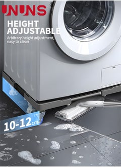 UNUNS Fridge Stand Mobile Base With 4 Locking Refrigerator Wheels And 8 Strong Feet For Washing Machine Stand Pedestal, Fridge Base Stand, Adjustable Appliance Dolly Square, Moving Roller  - Image 3