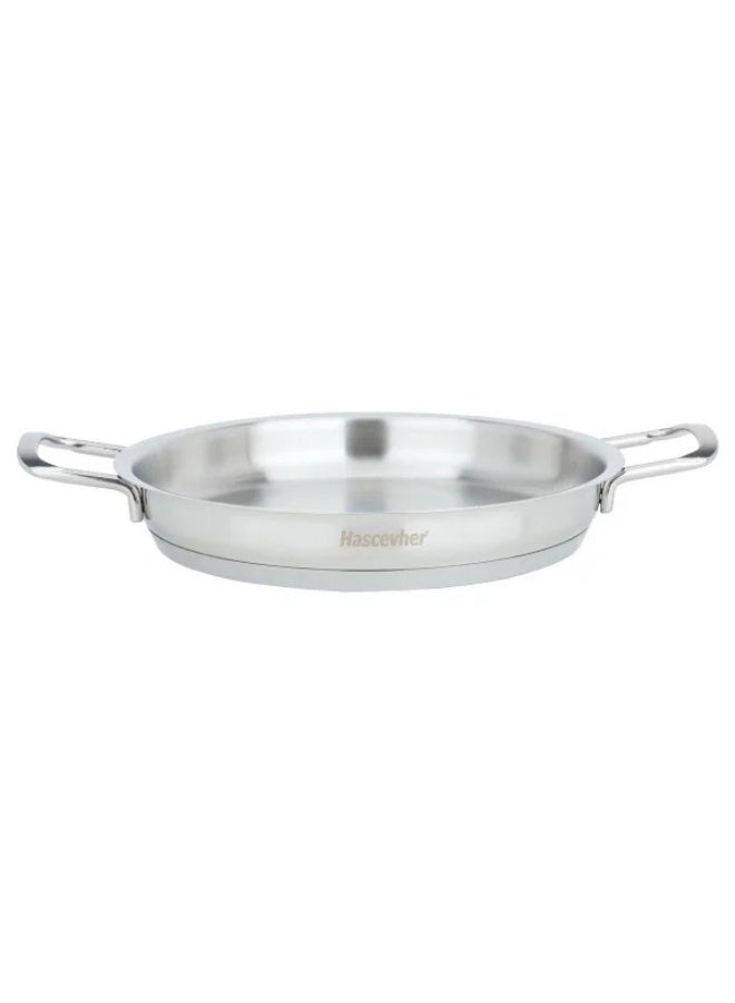 Hascevher Steel Frying Pan, 22 x 3.5 cm - Silver - Image 2