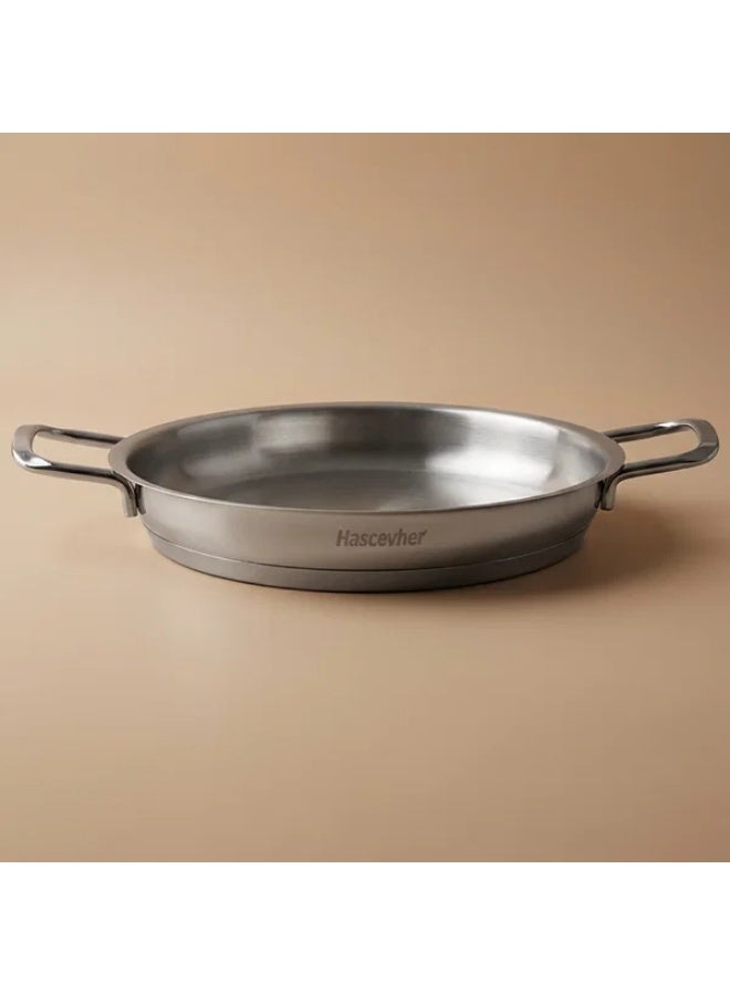 Hascevher Steel Frying Pan, 22 x 3.5 cm - Silver - Image 1