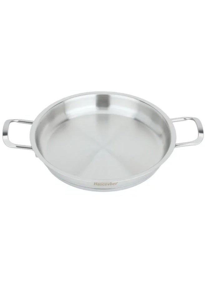 Hascevher Steel Frying Pan, 22 x 3.5 cm - Silver - Image 3