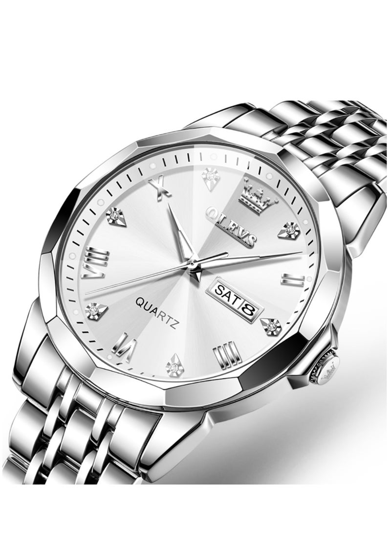 OLEVS - Watches for Men Fashion Stainless Steel Quartz Analog Water Resistant Watch 9931 - Image 1