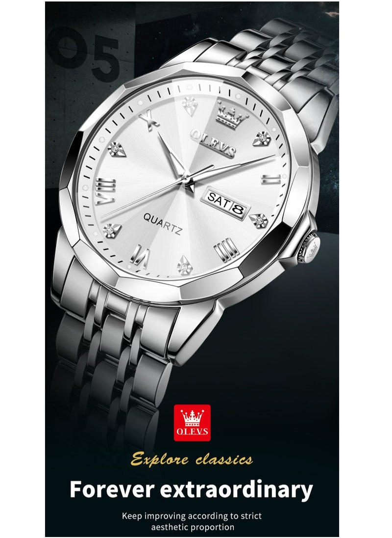 OLEVS - Watches for Men Fashion Stainless Steel Quartz Analog Water Resistant Watch 9931 - Image 1