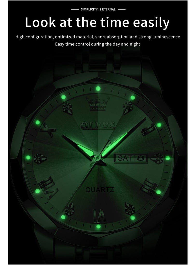 OLEVS - Watches for Men Fashion Stainless Steel Quartz Analog Water Resistant Watch 9931 - Image 1