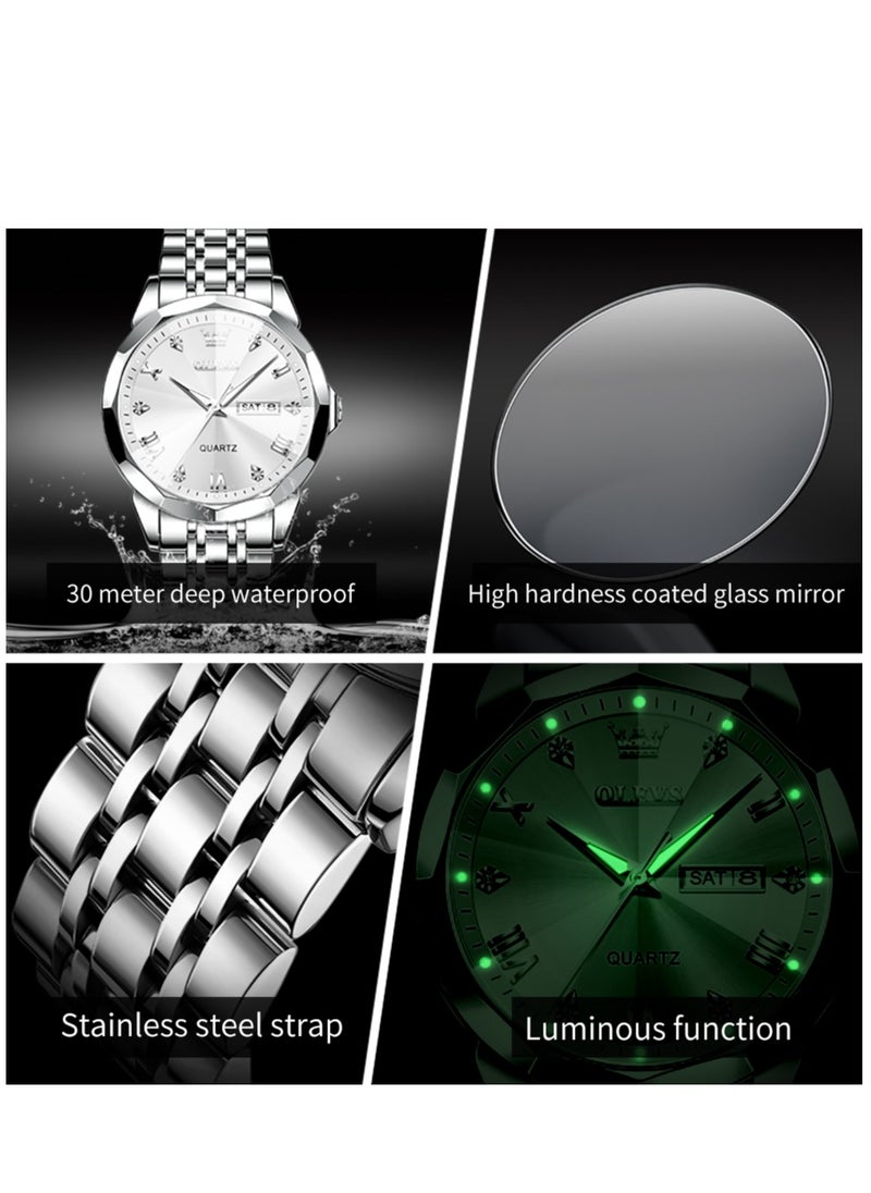 OLEVS - Watches for Men Fashion Stainless Steel Quartz Analog Water Resistant Watch 9931 - Image 1