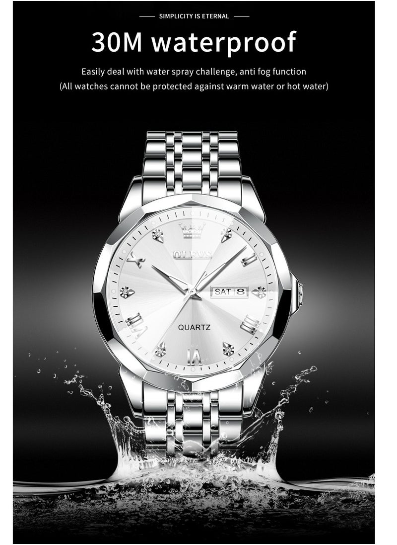 OLEVS - Watches for Men Fashion Stainless Steel Quartz Analog Water Resistant Watch 9931 - Image 1