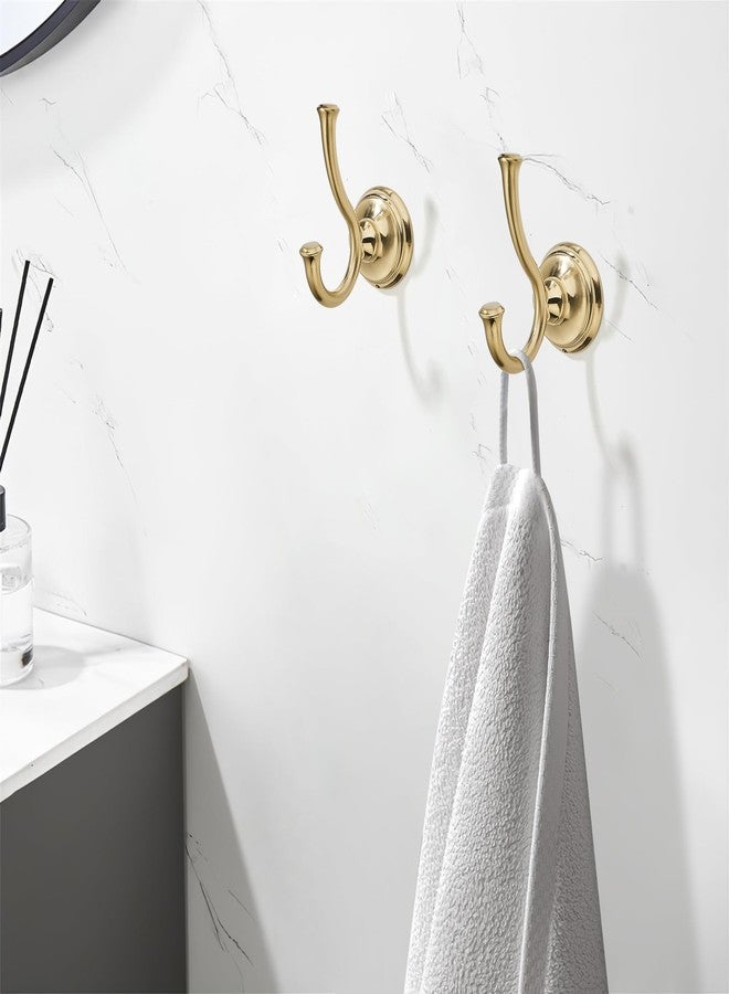 TUNNY Towel Hook Bathroom-2 Pack Champagne Gold Brushed Double Robe/Towel Hook Wall Mounted Hook for Bathroom Bedroom Kitchen - Image 3