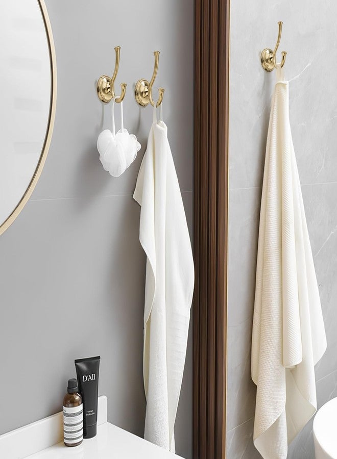 TUNNY Towel Hook Bathroom-2 Pack Champagne Gold Brushed Double Robe/Towel Hook Wall Mounted Hook for Bathroom Bedroom Kitchen - Image 4