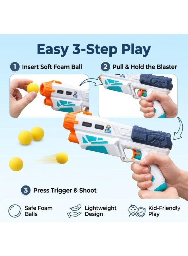 Pack of 2 with 6 Soft Foam Balls and 1 EVA Gun – Kids Safe Air Power Blaster Gun Set for Boys & Girls, Indoor Outdoor Shooting Game Toy, Lightweight Durable Toy Blaster with 6 Foam Balls for Kids Gift - Image 3