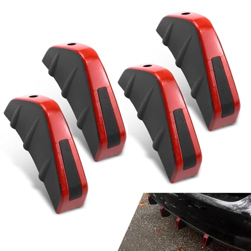 Dogary 4 PCS Car Lower Bumper Lip Diffuser Antiscratch Triangularshape Bumper Lip Splitter with Screw Exterior Rear Canards Fins Spoiler Canards Kit Universal for Most Cars Red - Image 1