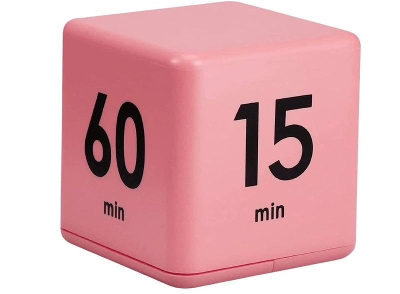 Feilifan Cube Timer, Productivity Flip Timer for Classroom Study Kitchen Workout Kids ADHD Countdown 15-20-30-60 Minute Preset, Pink - Image 1
