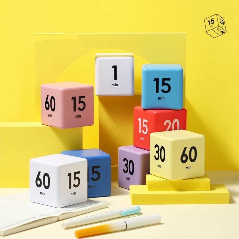 Feilifan Cube Timer, Productivity Flip Timer for Classroom Study Kitchen Workout Kids ADHD Countdown 15-20-30-60 Minute Preset, Pink - Image 5