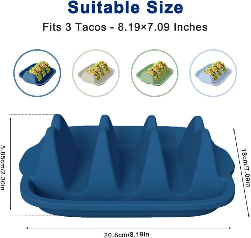 InchUp Silicone Taco Holder Set of 2 - Reusable Taco Stands with Dividers, Taco Tuesday Kit for Family Mexican Meals, Non-Slip Sturdy Taco Tray Racks, Dishwasher & Microwave Safe - Image 2