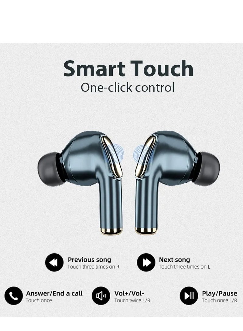 J68 Waterproof Wireless Earphones Bluetooth 5.1 Noise Canceling Headphones LED Display Smart Touch Control - Blue - Image 3